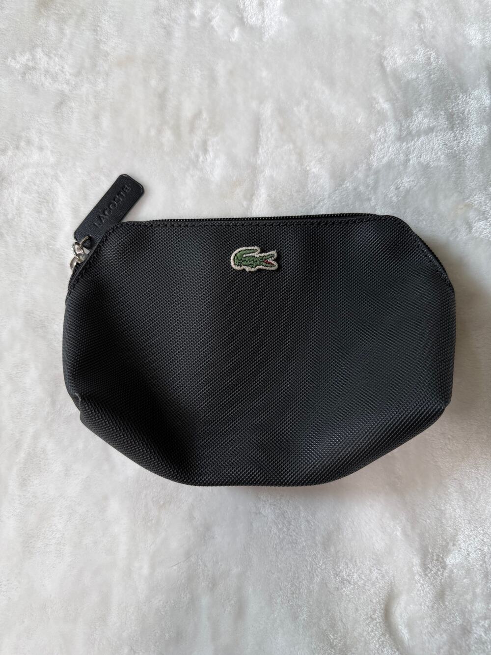 Lacoste L.12.12 Concept Makeup Pouch Black Pique Cosmetic Bag Toiletry Wash